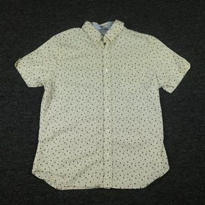 Ben‎ Sherman Shirt Mens Medium Yellow Floral Stretch Fit Short Sleeve Button up